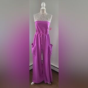 Free People Purple Strapless Jumpsuit